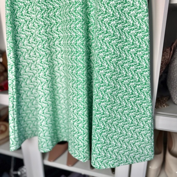 NWOT Talbots High End Green White Glasses Patterned Midi Dress Size XS - Picture 2 of 7